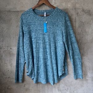 NWT Jivoco Blue Ribbed Knit Sweater Top – Size XL